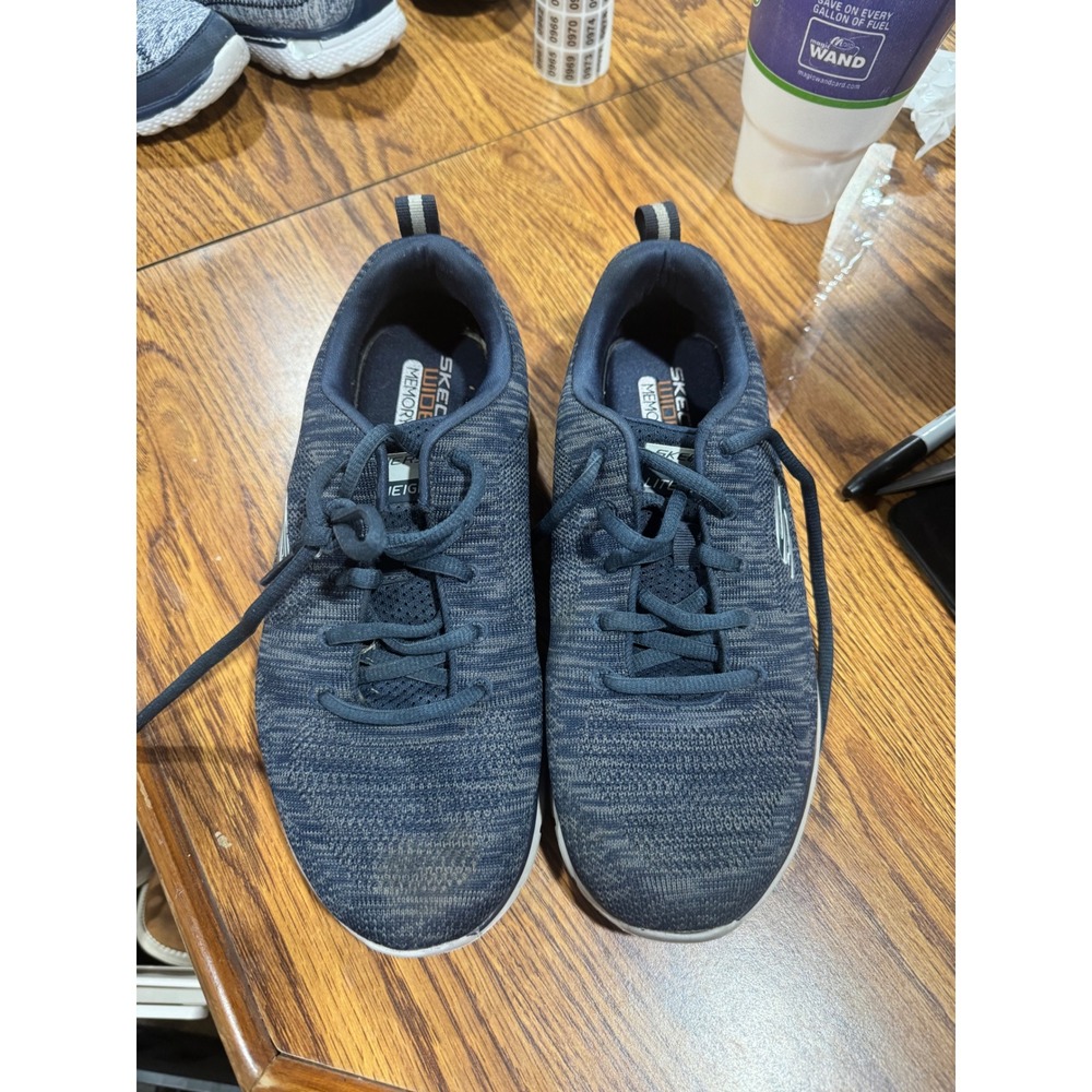 Skechers Summits Navy Blue Knit Sneakers Wide Fit Memory Foam 232298W Womens 7